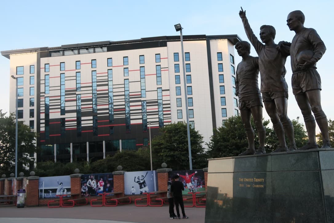 The United Trinity statue at Old Trafford