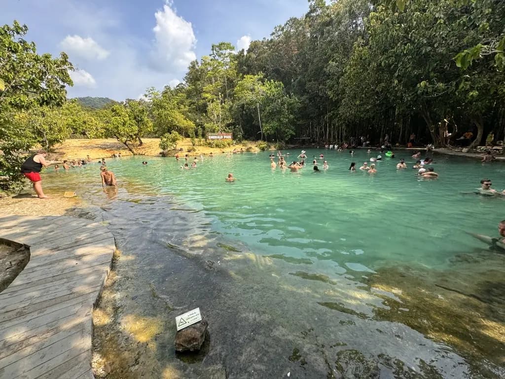 The turquoise Emerald Pool natural pool in Krabi
