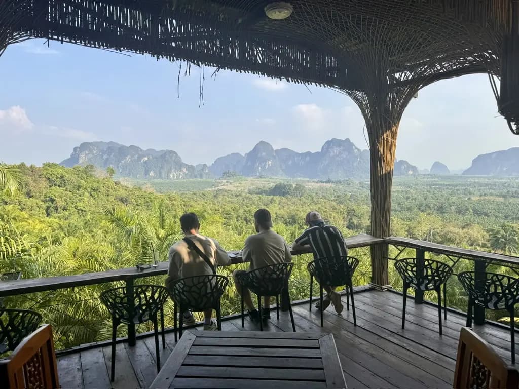 View across the limestone mountains from Khaothong Hill in Krabi