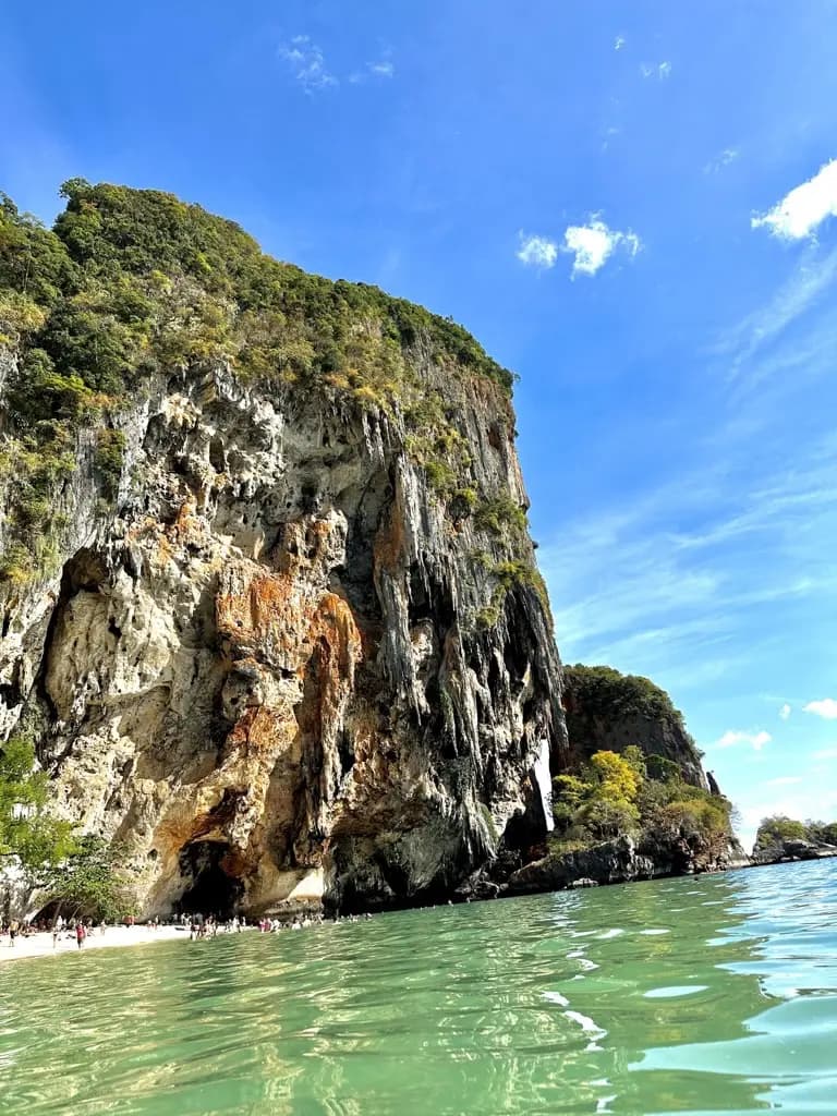 Dramatic limestone cliffs at Railay Beach in Krabi